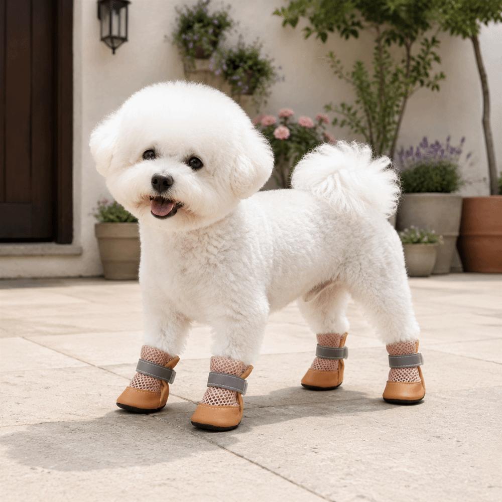 4PCS/SET Wear-Resistant Pet Mesh Shoes Breathable Pet Footwear Comfortable Dog Sneakers  Outdoor Use