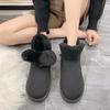 Модные зимние женские ботинки, плоские туфли без застежек для женщин, с круглым носком, на платформе, зимние ботинки, нескользящие, однотонные, женские ботинки по щиколотку