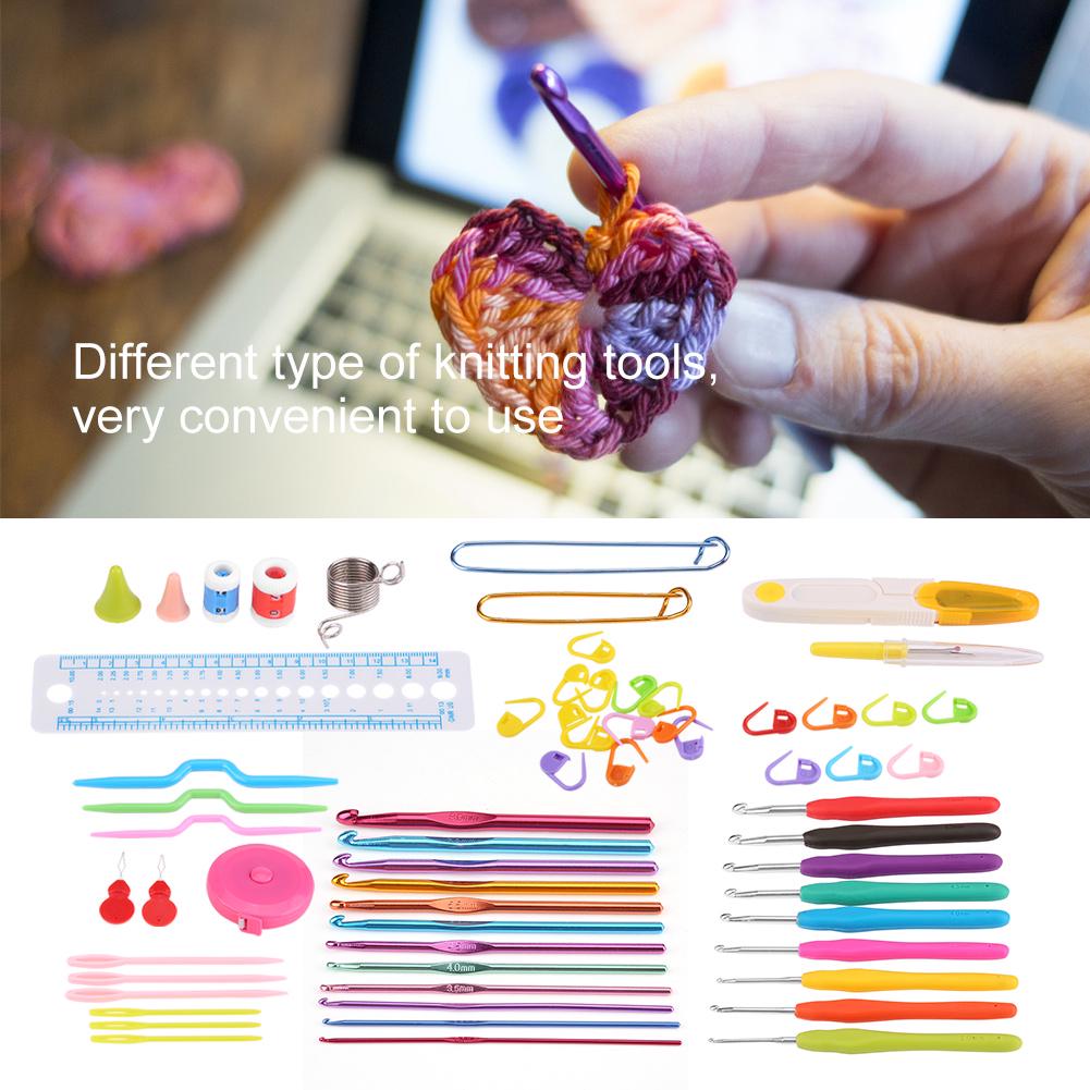 Knitting Cable Stitch Needle Kit Crochet Hook Marker Tape Measure Weaving Tool Set