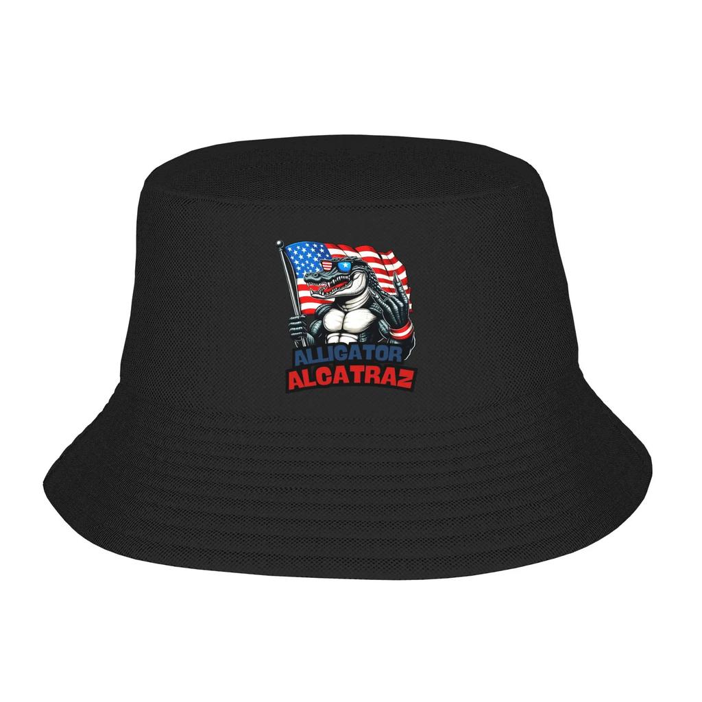 Alcatraz of Alligators Funny Animal Bucket Hat For Unisex Women  Fisherman Hats Korean Beach Travel Caps Soft Fold Outdoor Sun Hats
