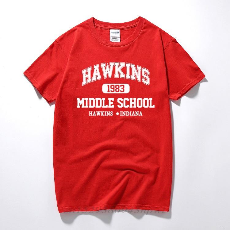 Hawkins 1983 Middle School Short Sleeve T Shirts Tee T-shirts 100% Cotton Joggers Tees Indians