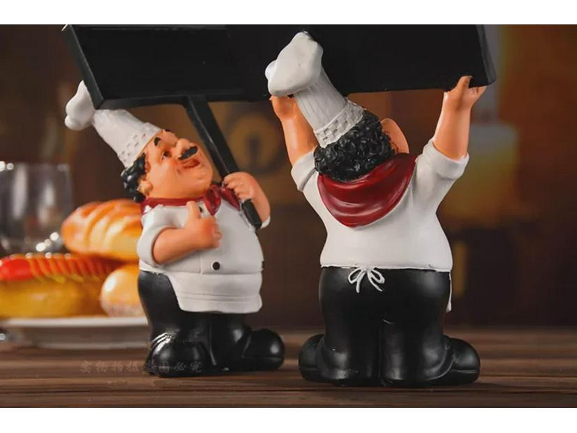 Chef Welcome Sign Ornament – Creative Home Décor Chef Figurine with Message Board