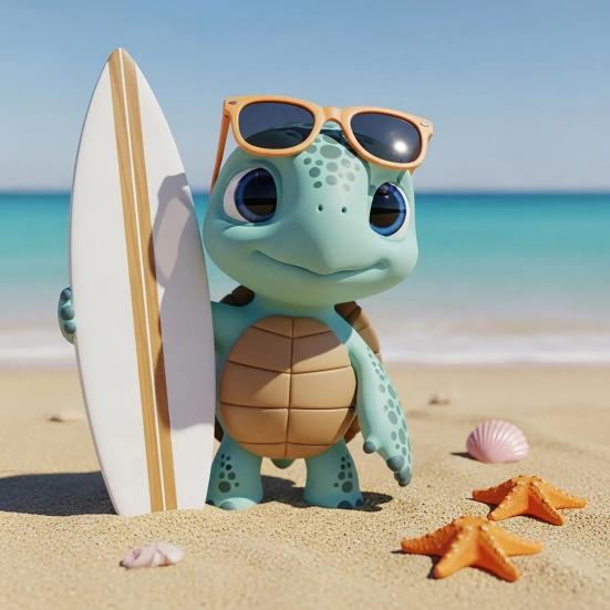 Beach Party Animal Sculpture Resin Surfing Sloth Turtle Ornament Beach Vacation Gnome Statue for Home Decor Desktops Bookshelves