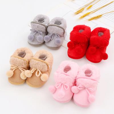 Детская теплая обувь Мягкие и удобные зимние ботинки на шнуровке с бантом