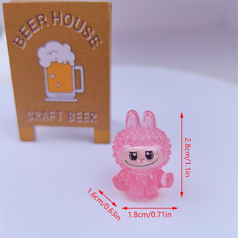 5/10Pcs/Bag Cute Luminous 3D Labubu Figurine Model Miniature Car Ornaments Home Desktop Diy Decoration Resin Crafts Holiday Gift
