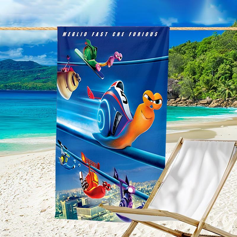 1pc TURBO1 Beach Towel, Beach and Seaside Swimming Pool Equipment, Fashion Pattern, Rectangular, Travel Essentials