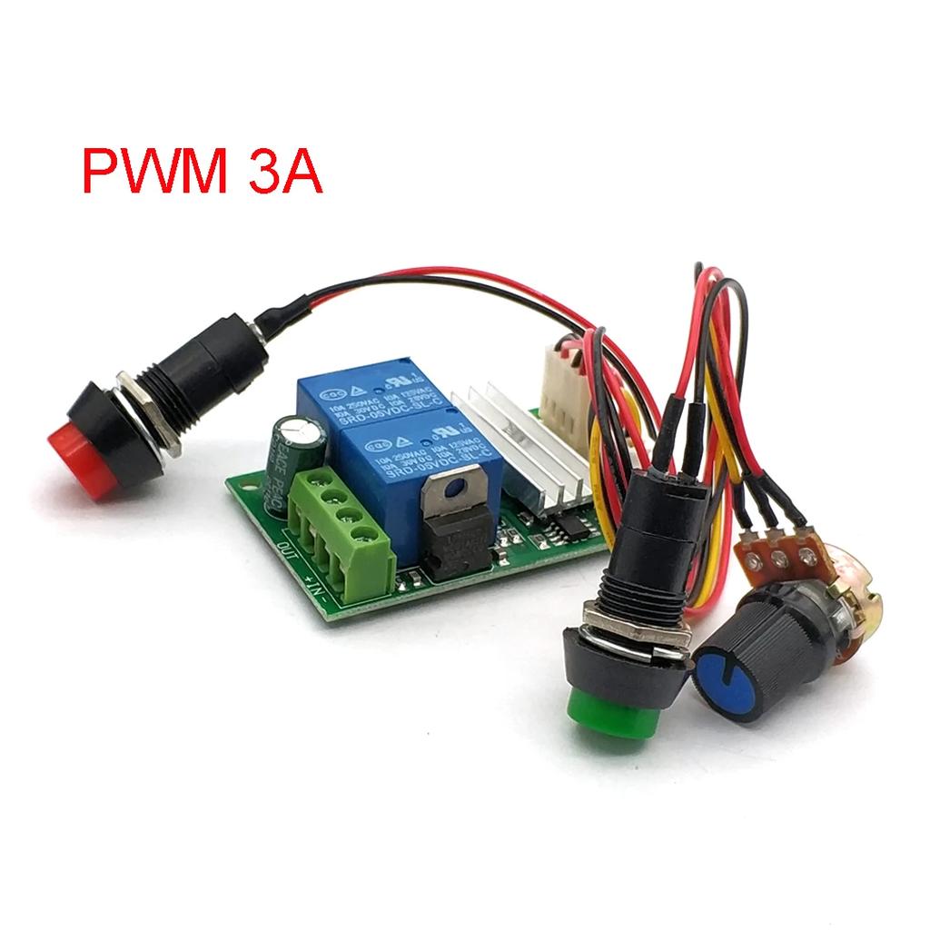 Плата контроллера регулятора скорости двигателя постоянного тока PWM Регулируемое управление скоростью Реверсивный релейный модуль PWM DC 6V-28V 12V 24V 3A 21kHz