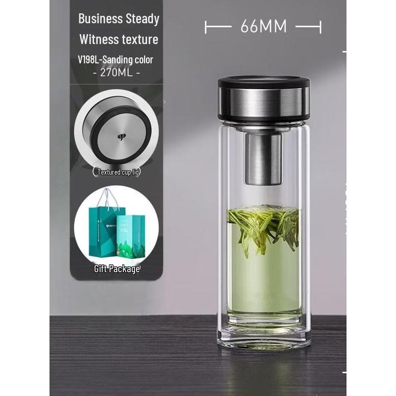 WANXIANG Double-Layer Glass Filter Cup with Lid