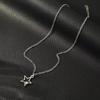 Fashion Vintage Silver Color Pentagram Necklace for Women Hollow Double Star Pendant Necklace Jewelry Party Gifts