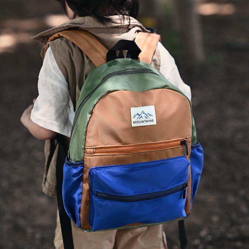 Нейлоновый школьный детский рюкзак с цветными блоками для детского сада и для путешествий