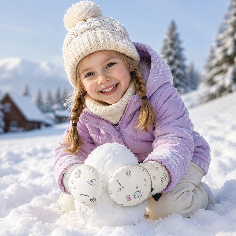 Non-slip Children Ski Gloves Warm Kids Winter Mittens Cute Snow Gloves Children Kids
