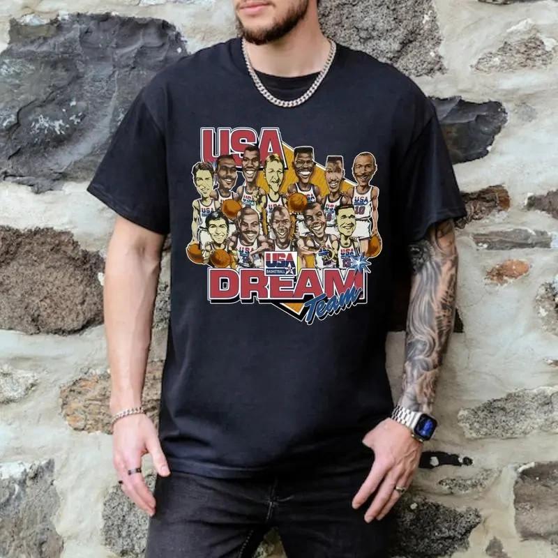 Vintage Basketball Legends Style Graphic T-Shirt Retro Sports Tee Black Unisex