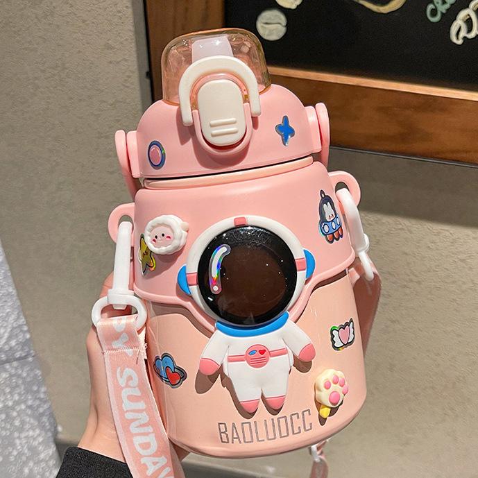 Милый, очень милый детский термос-чашка для девочек, высокий уровень внешнего вида, для студентов, соломенный чайник, большая емкость, переносной горшок