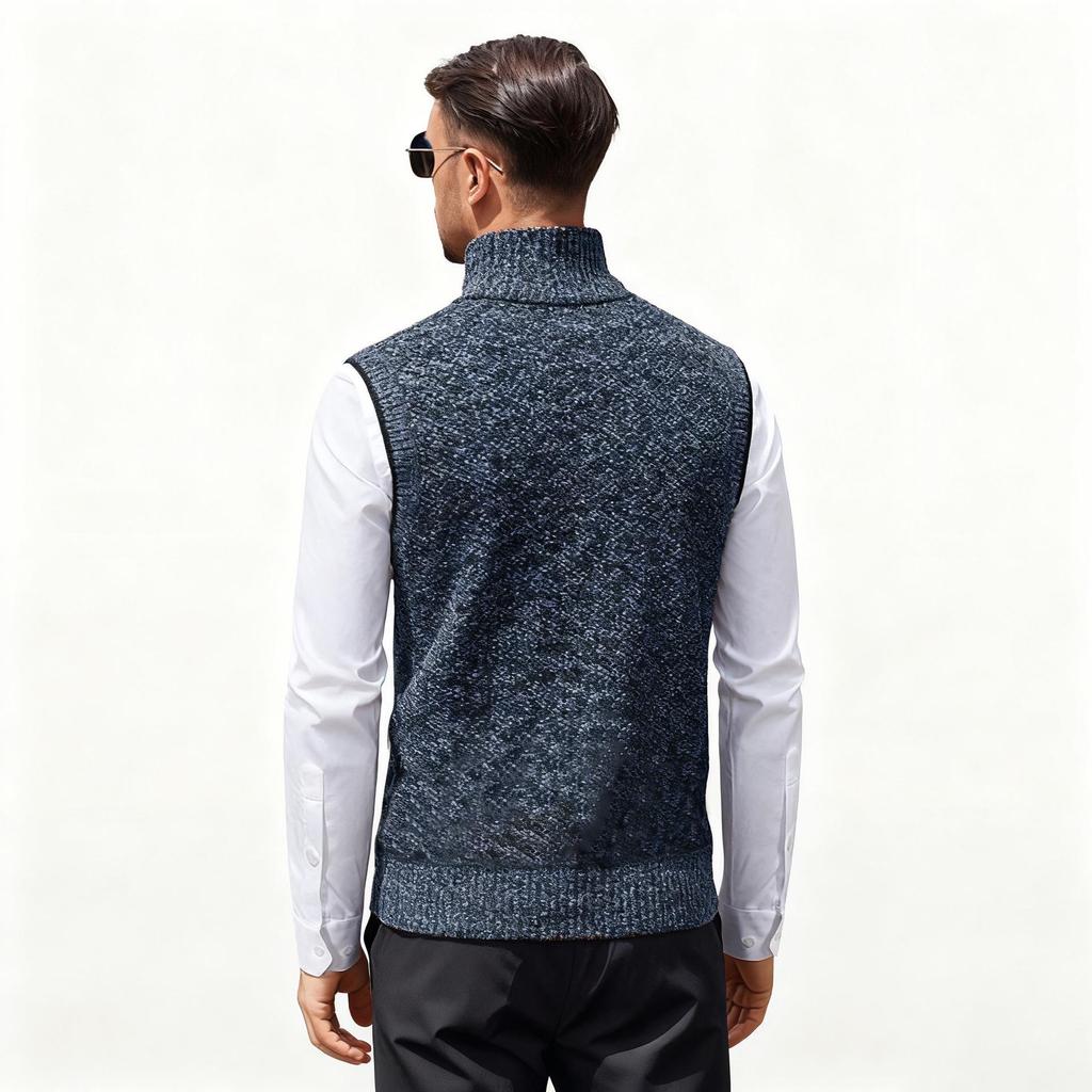 Мужской вязаный жилет с воротником-стойкой, Осень/Зима 2025
