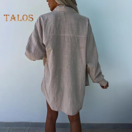 Женская рубашка с лацканами, однобортная рубашка с длинным рукавом, однотонная свободная блузка, повседневные осенние топы