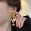 1 пара женских сережек-капель в стиле ретро в форме цветка, сверкающие кубические цирконии, инкрустированные кисточками, ювелирные изделия в подарок