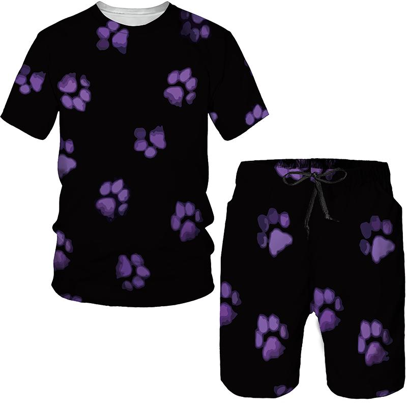 Summer Men's Trend Casual Tracksuits 3D Design Clothes Fashion Harajuku Oversized T-shirt Shorts Set 2 Piece Couple