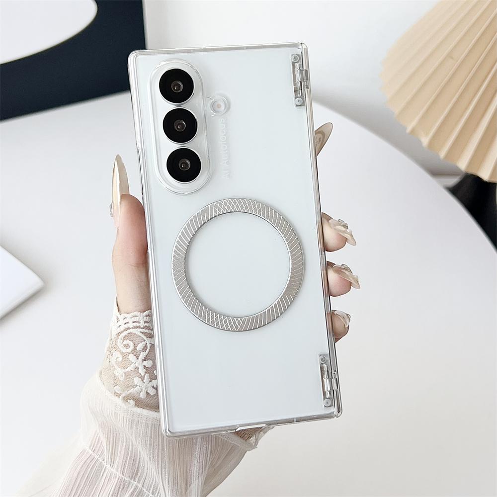 For Samsung Galaxy Z Fold7 5G Magnetic Case Hard PC Phone Cover with Tempered Glass Screen Film