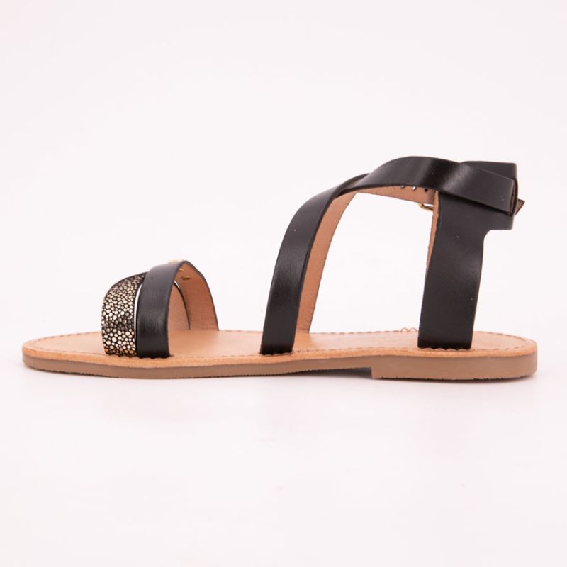 Черные сандалии Hipaz с золотой пряжкой Женские LES TROPEZIENNES PAR M.BELARBI