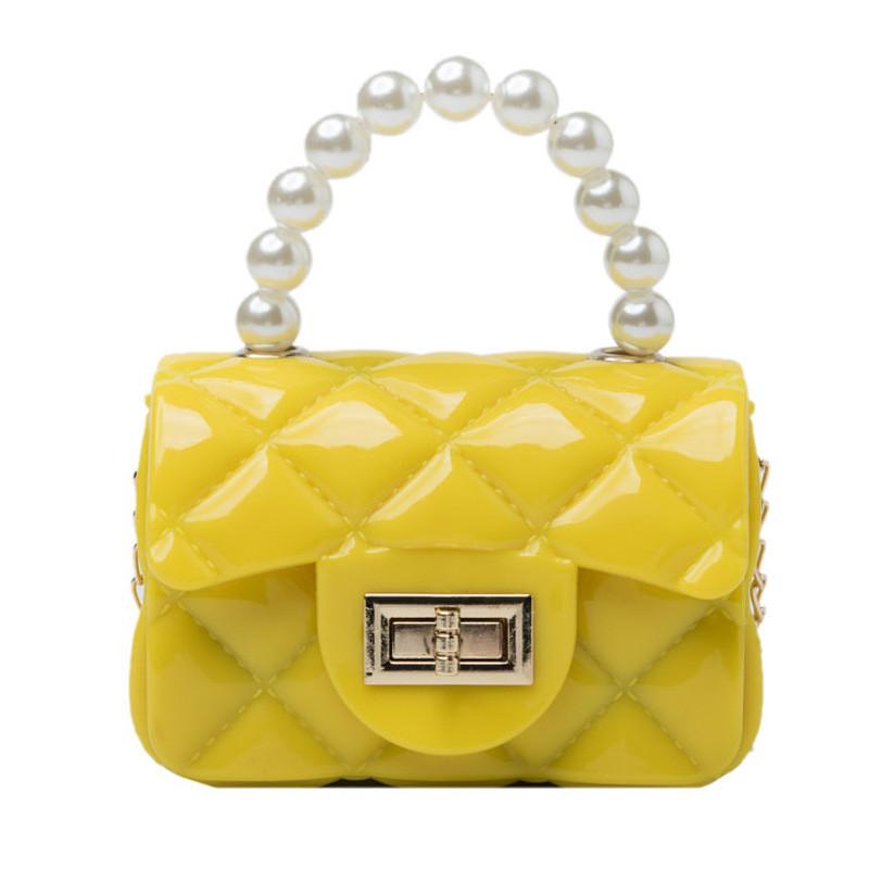 Pearl Rhombus Grid Chain Handbag With Hardware Buckle Single Shoulder Jelly Bag