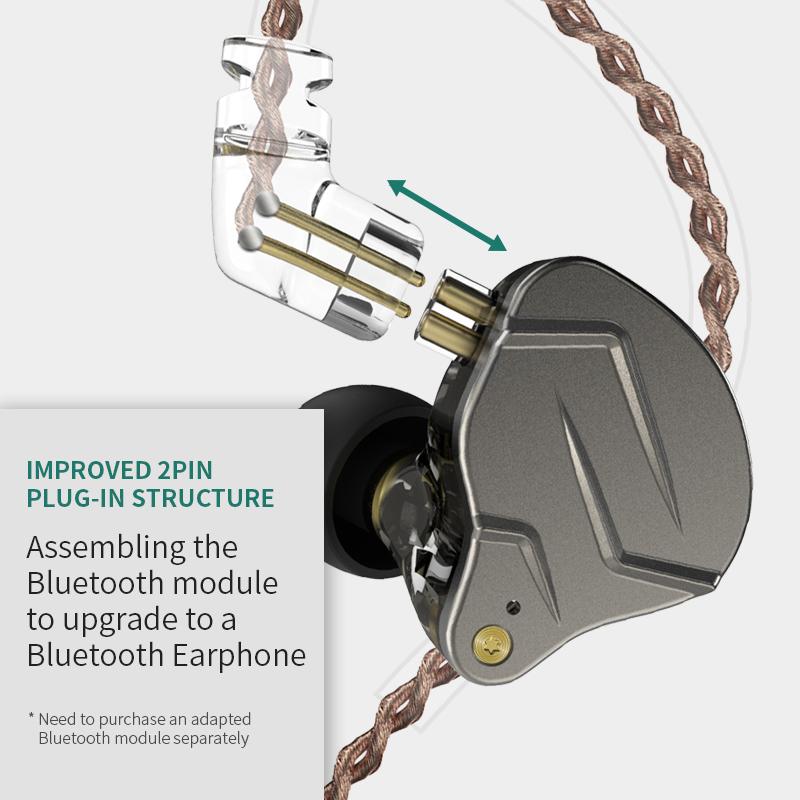 3,5 мм наушники-вкладыши 1BA + 1DD гибридная технология Hi-Fi бас металлические наушники спортивный шум Bluetooth кабель для ZSN Pro