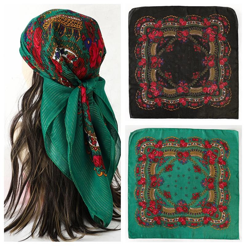 70*70cm Fashion Pure Cotton Hair Scarf Women Handkerchief Printed Female Square Head Bandana Small Neck Muffler Hijab Lady Girl