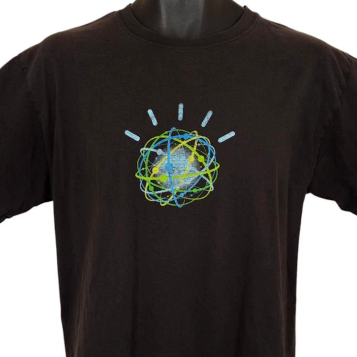 IBM Watson 100% Хлопок Футболка Мужские Футболки Топ Мужской Размер Средний Черный ИИ Суперкомпьютер Технология Тех