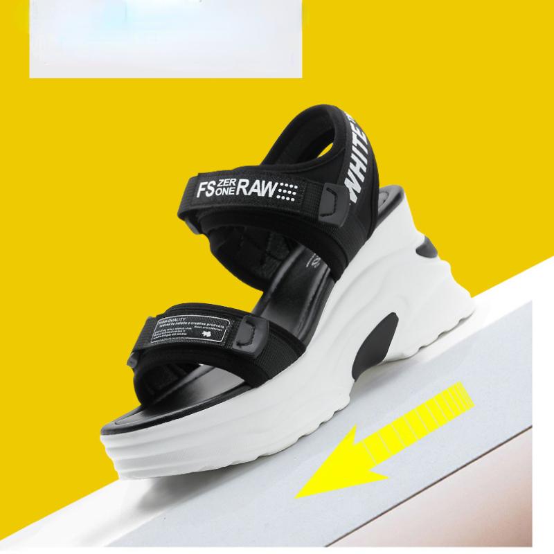 Модные Роскошные Женские Босоножки на Платформе Новые Летние Универсальные на Танкетке с Подъемом Женская Обувь Роскошные Сандалии Пляжная Обувь Chaussure Femme