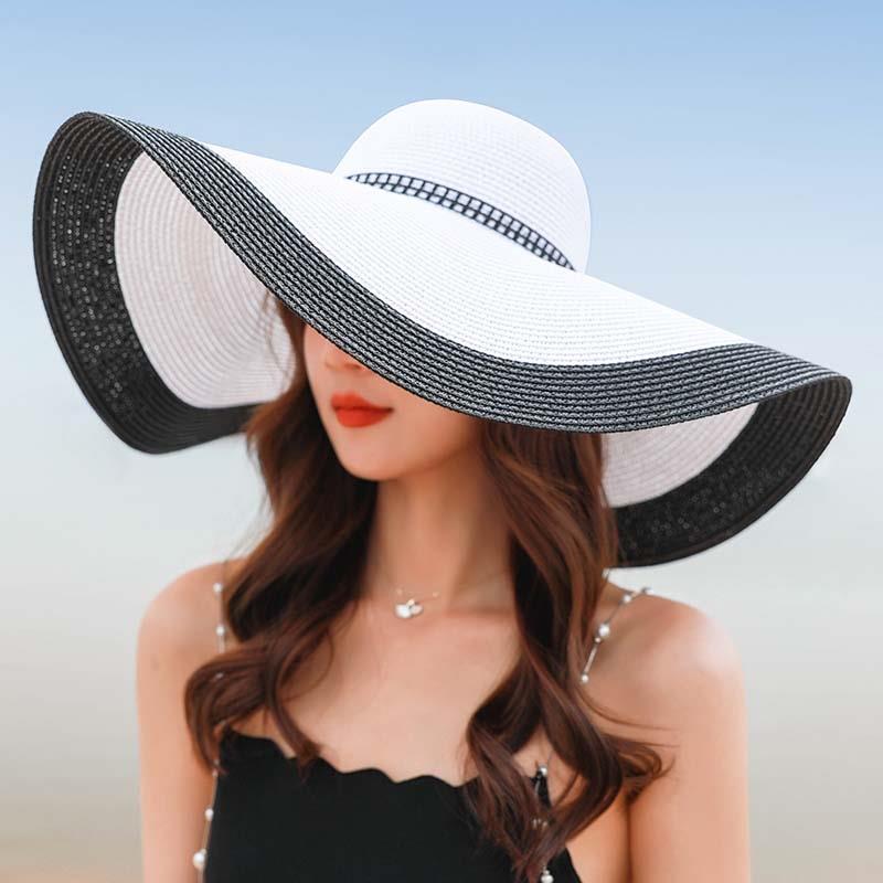 Straw Straw Hat Women's Beach Beach Outing Sun Hat Vacation Sun Protection Big Eaves Hat Summer Sun Hat Summer