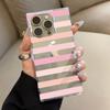 Clear Square Back Tube Case Protection For iPhone 16 ProMax 15 Plus 11 13 12 14 Pro Max Anti-Oxygen,Striped Pattern Casing