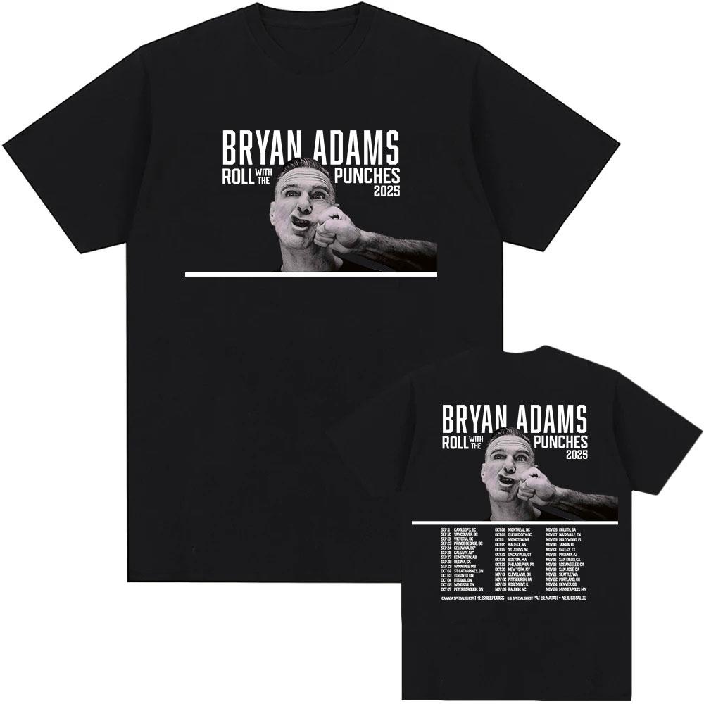ROLL WITH THE PUNCHES TOUR 2025 Tshirt BRYAN ADAMS Singer Graphic Tshirts Cotton Summer Unisex Women T Shirt Oneck Unisex Clothes