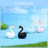Adorable Resin Miniature Swan Figurines Colorful Cartoon Animal Decor Set