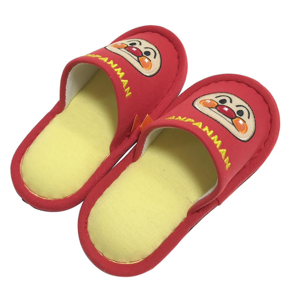 Anpanman Slippers with Anpanman Applique, Red, 14-16cm