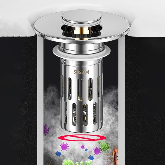 Латунный сердечник Заглушка для раковины Нержавеющая сталь Сливной фильтр для раковины в ванной комнате Легкая установка Защита от засоров Фильтр