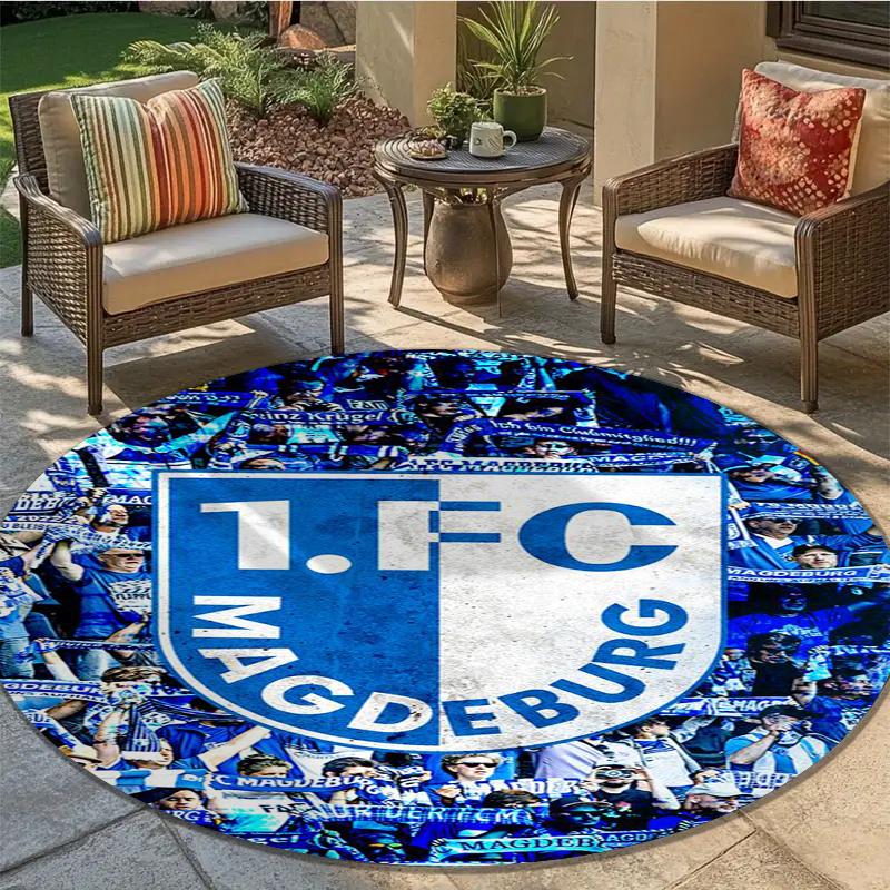 FC Magdeburg Round Area Rug,Carpet Rug for Living Room Bedroom Sofa Playroom Decor,Non-slip Floor Mat56