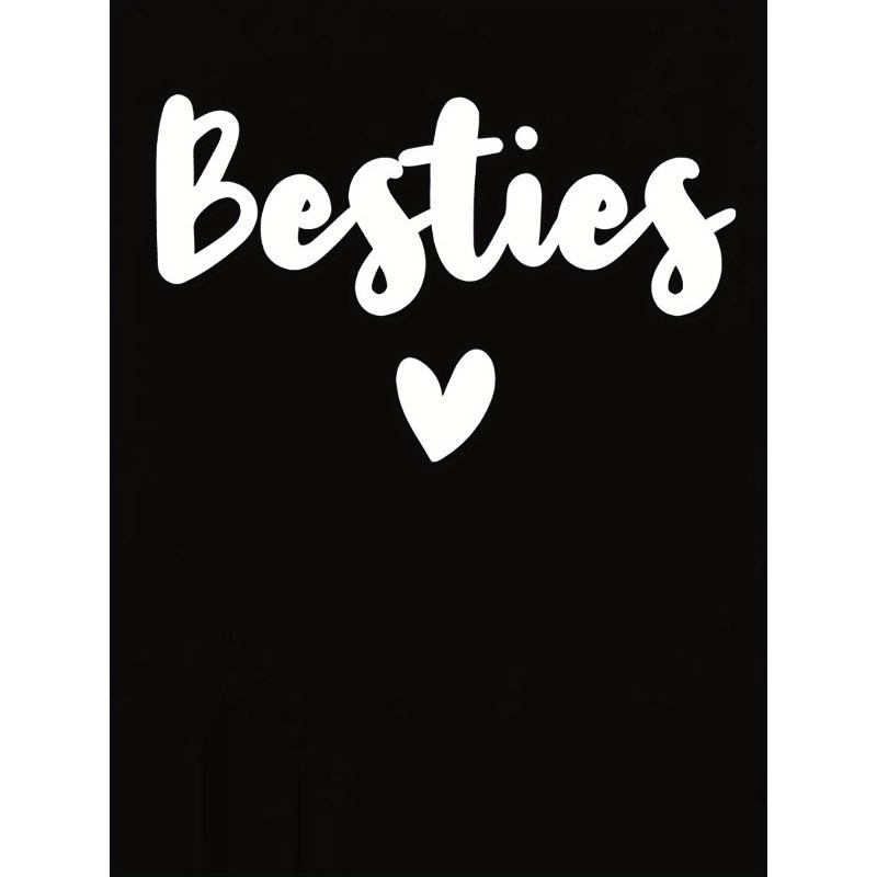 Женская футболка с принтом сердца 'Besties' европейского размера, Модная повседневная футболка с коротким рукавом и круглым вырезом, Удобная