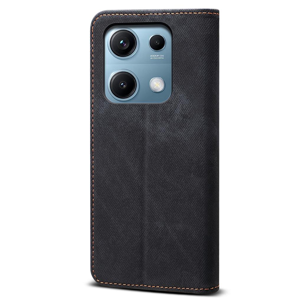 For Xiaomi Redmi Note 14S 4G Case Jeans Cloth Texture Anti-Scratch Leather Stand Phone Cover