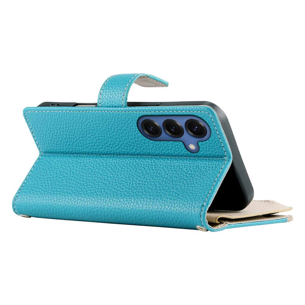 For Samsung Galaxy S26 Case Zipper Wallet Color Splicing Leather Flip Phone Cover with Straps