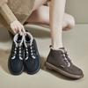 Хлопковая обувь женская зимняя 2024 года, новые бархатные теплые короткие ботинки, универсальные студенческие ботинки с плоской подошвой для отдыха на снегу для женщин