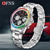 Rainbow Diamond Chronograph Men's Watch Six Pin Quartz Movement Waterproof Calendar Night Light Luxury Men's Watch