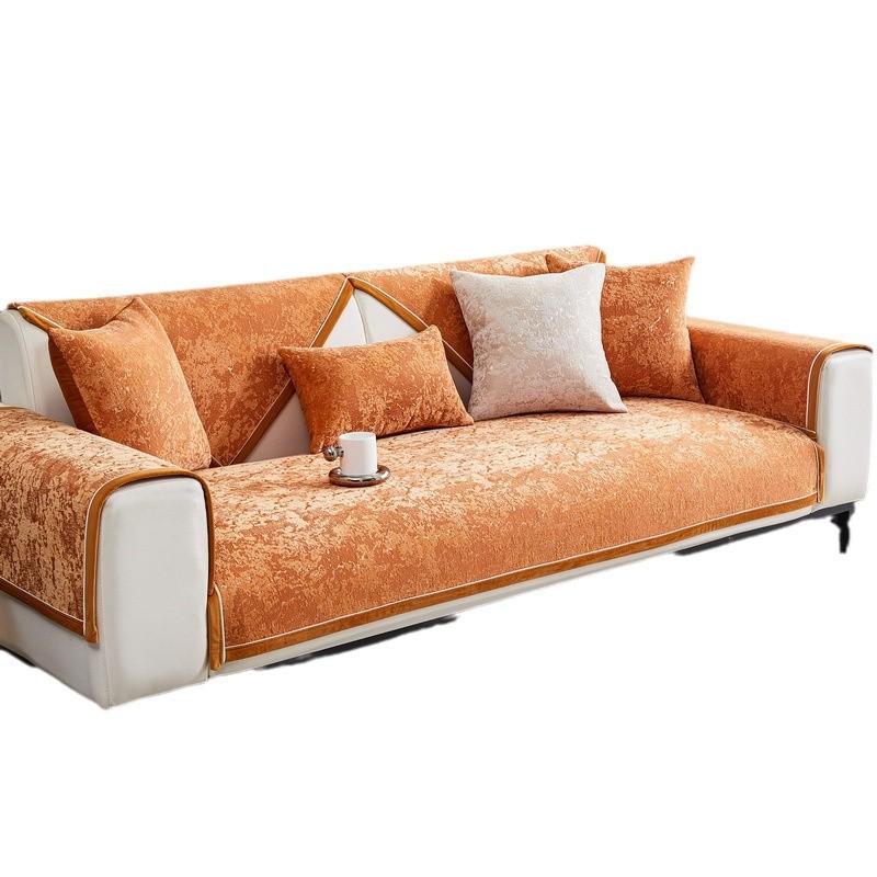 Chenier Sofa Cushion, New Light Luxury Seat Cushion, All-Season Non-Slip Leather Sofa Cover, Backrest Cover Cloth Towel