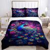 3pcs Peacock Feather Duvet Cover Set -Includes 1 Duvet Cover and 2 Pillowcases, No Quilt Core, All-Season Home Decor  yy251111192