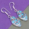 Nepali Tibetan Turquise Lapis Lazuli Gemstone Silver Jewelry Earring 1.5''