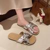 High-end Fashion Slippers Women's Outerwear 2025 Summer New Non-slip Flat Bottom Cross Word Beach Sandals