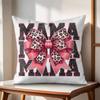 Leopard print with bow mama Cushion Cover Natural Linen Organic Fabric DoubleSided Printing Couch Pillow Covers Home Decor