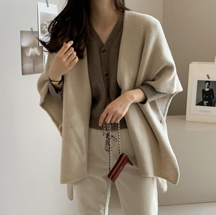 Модный универсальный свободный шерстяной свитер-жилет H-образной формы для женщин