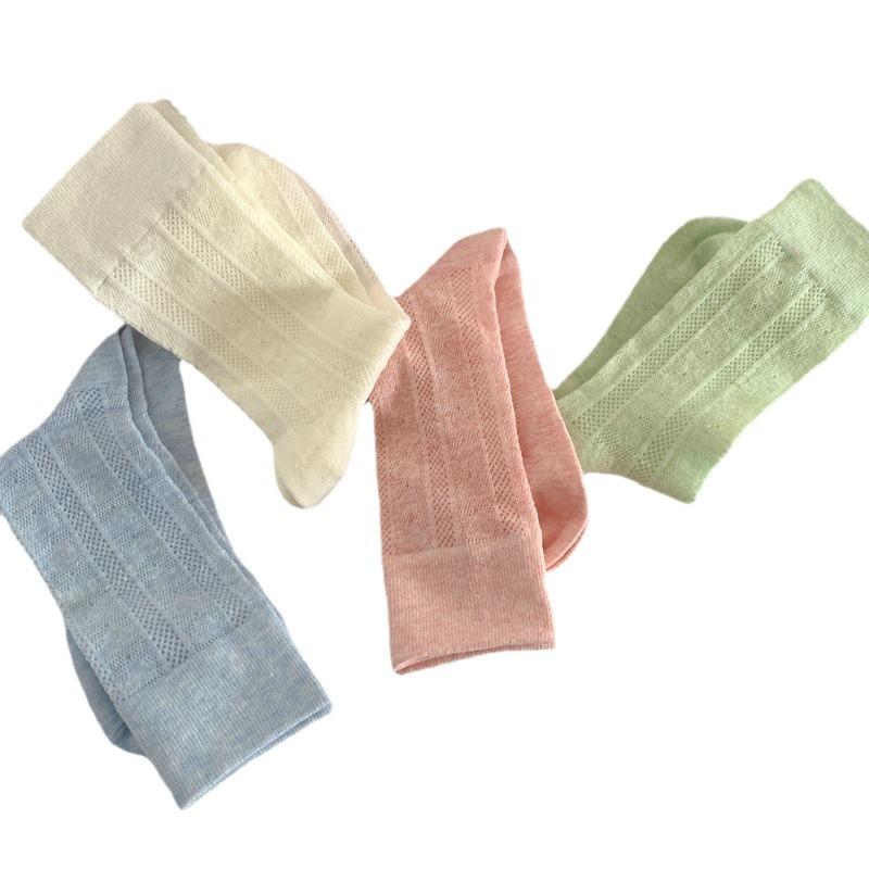 Женские носки средней длины из хлопка — модный однотонный цвет, весна/осень, в стиле японских конфет