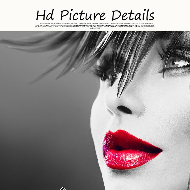 Женское лицо с красной губой, картина маслом на холсте, плакаты и принты Cuadros, скандинавская настенная художественная картина для декора гостиной