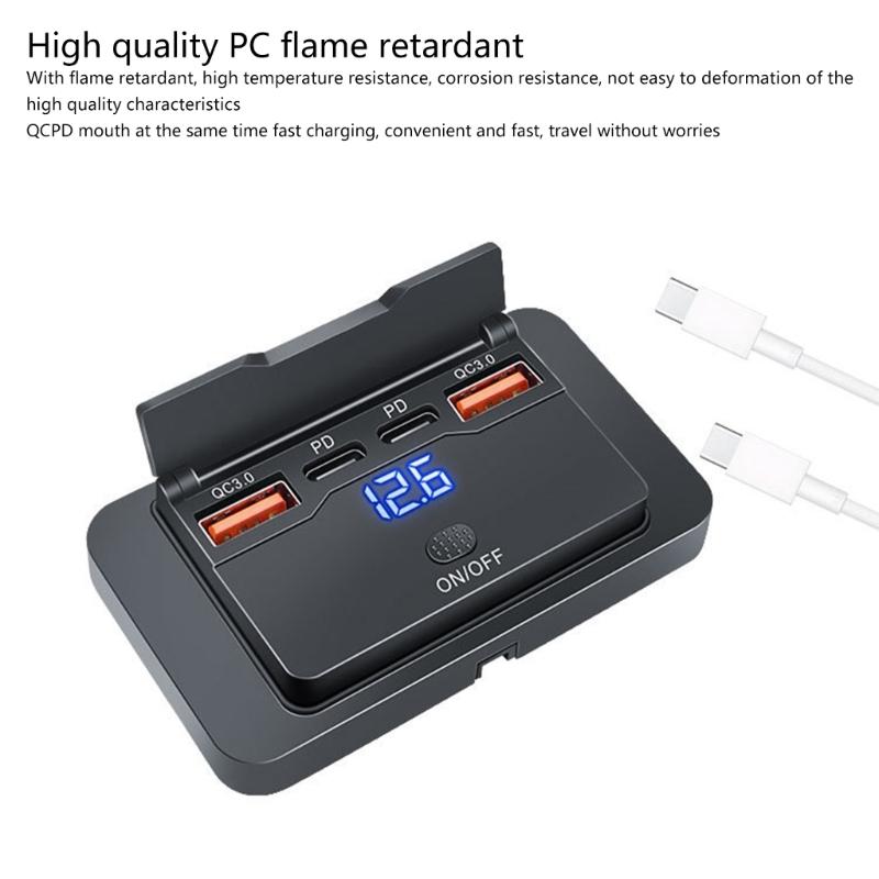 Double PD3.0 & QC3.0 USB Charges with Power Switch 12V/24V Waterproof USB Outlet Easy to Use for Car Boats Motorcycles