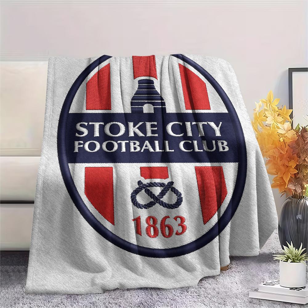 1PC Stoke City FC Print Flannel Blanket, High quality Comfortable for All Seasons, Home Decor, Warmth and Comfort, Perfect for Christmas Gifts182